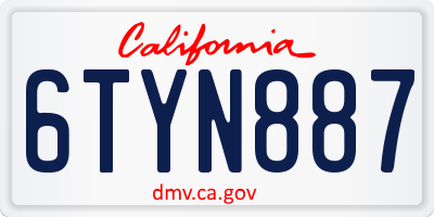 CA license plate 6TYN887