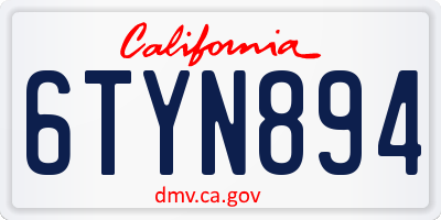 CA license plate 6TYN894