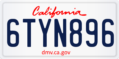 CA license plate 6TYN896