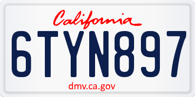 CA license plate 6TYN897