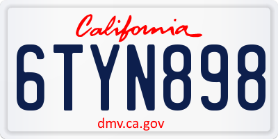 CA license plate 6TYN898