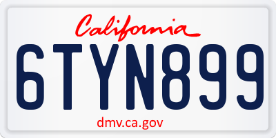 CA license plate 6TYN899