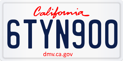 CA license plate 6TYN900