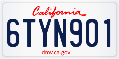 CA license plate 6TYN901