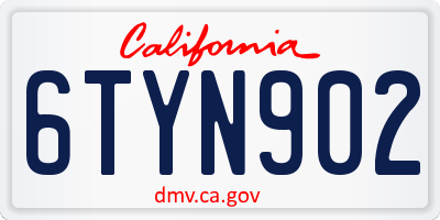 CA license plate 6TYN902