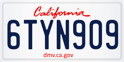 CA license plate 6TYN909