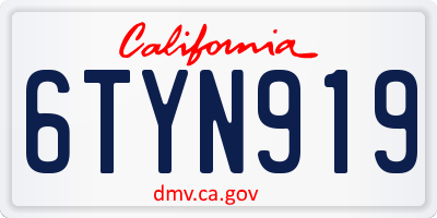 CA license plate 6TYN919
