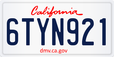 CA license plate 6TYN921