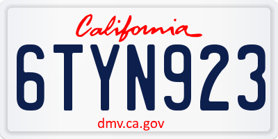 CA license plate 6TYN923