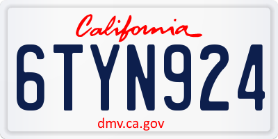 CA license plate 6TYN924