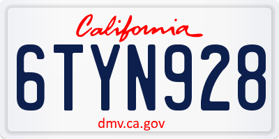 CA license plate 6TYN928