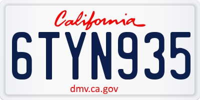 CA license plate 6TYN935