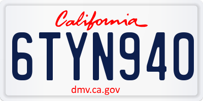 CA license plate 6TYN940