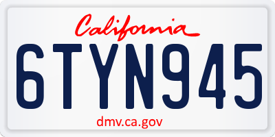 CA license plate 6TYN945