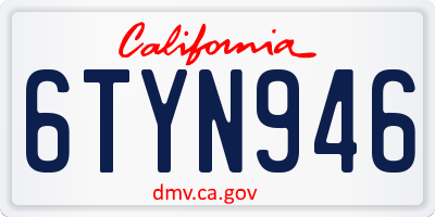 CA license plate 6TYN946