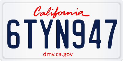 CA license plate 6TYN947