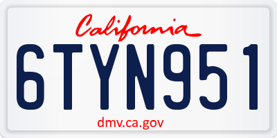 CA license plate 6TYN951