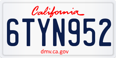 CA license plate 6TYN952
