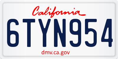 CA license plate 6TYN954
