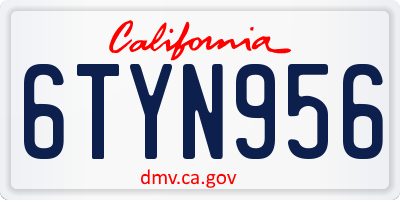 CA license plate 6TYN956