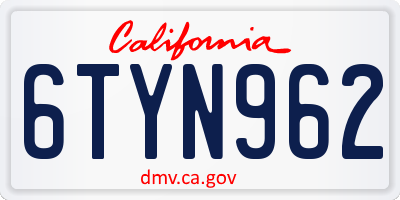 CA license plate 6TYN962