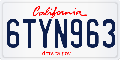 CA license plate 6TYN963