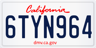 CA license plate 6TYN964