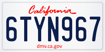 CA license plate 6TYN967