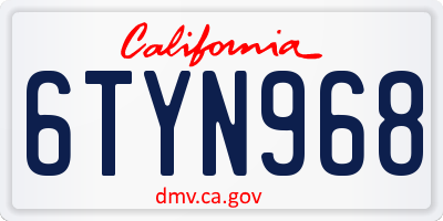 CA license plate 6TYN968
