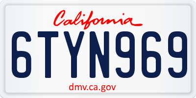 CA license plate 6TYN969