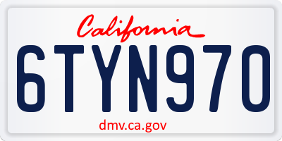 CA license plate 6TYN970