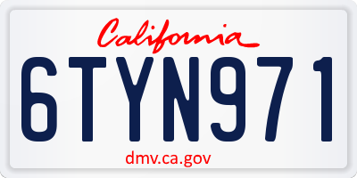 CA license plate 6TYN971