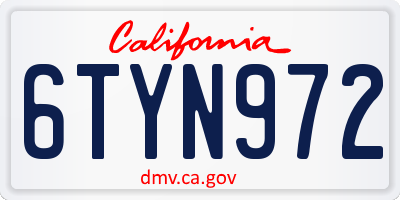 CA license plate 6TYN972