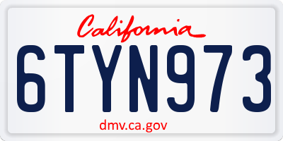 CA license plate 6TYN973