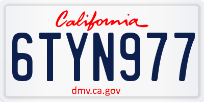 CA license plate 6TYN977