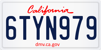 CA license plate 6TYN979