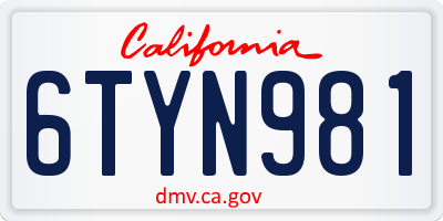 CA license plate 6TYN981