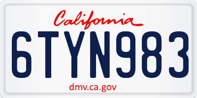 CA license plate 6TYN983