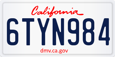 CA license plate 6TYN984