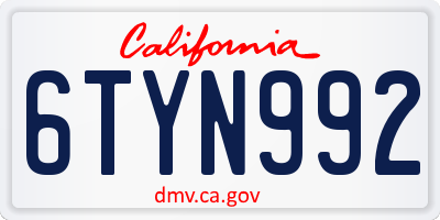 CA license plate 6TYN992