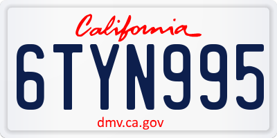 CA license plate 6TYN995