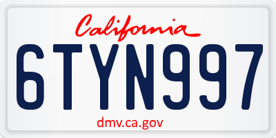 CA license plate 6TYN997