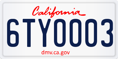 CA license plate 6TYO003