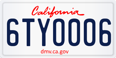 CA license plate 6TYO006