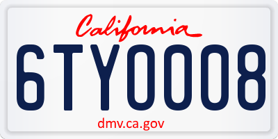 CA license plate 6TYO008