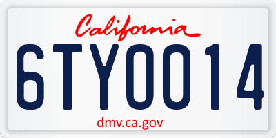 CA license plate 6TYO014