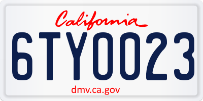 CA license plate 6TYO023