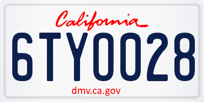 CA license plate 6TYO028