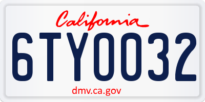 CA license plate 6TYO032