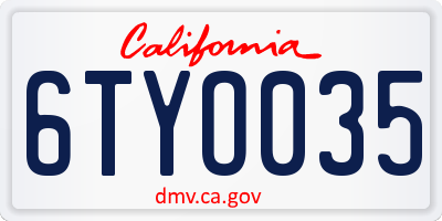 CA license plate 6TYO035
